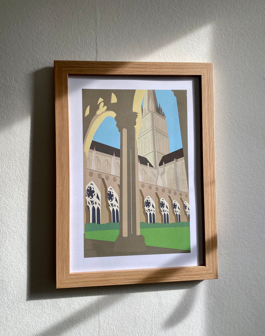 'Cloisters of Salisbury Cathedral' Print