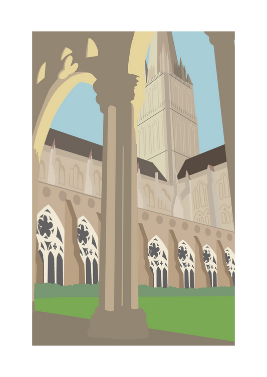 'Cloisters of Salisbury Cathedral' Print